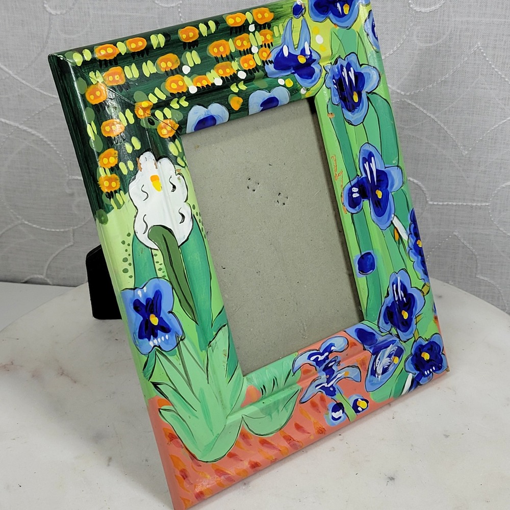Iris Picture Frame 5x3 Handpainted Floral Garden Art Vincent Van Gogh Inspired - Picture 5 of 12